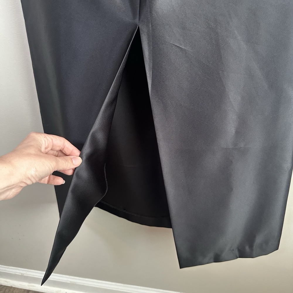 VTG Tadashi Black Satin Maxi Skirt Evening Formal 8 USA Gala Glam Cocktail Party - Picture 5 of 9